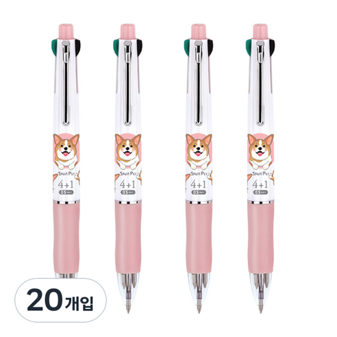 자바펜 펫 초점점도 유성볼펜 + 샤프 0.5mm, 핑크, 20개입