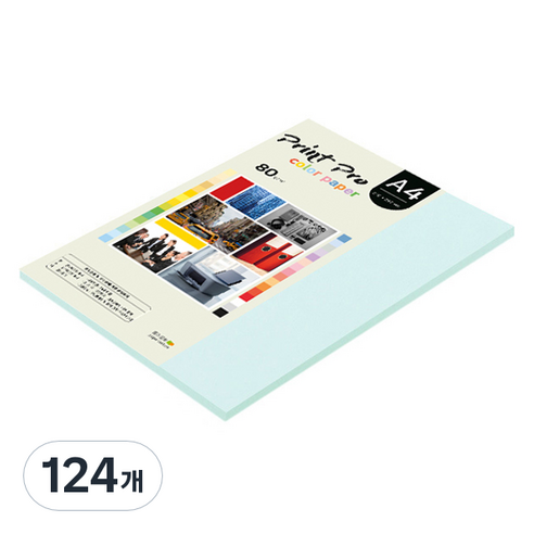 종이문화 프린트프로 칼라복사지 80g No 15 아쿠아블루, A4, 124개