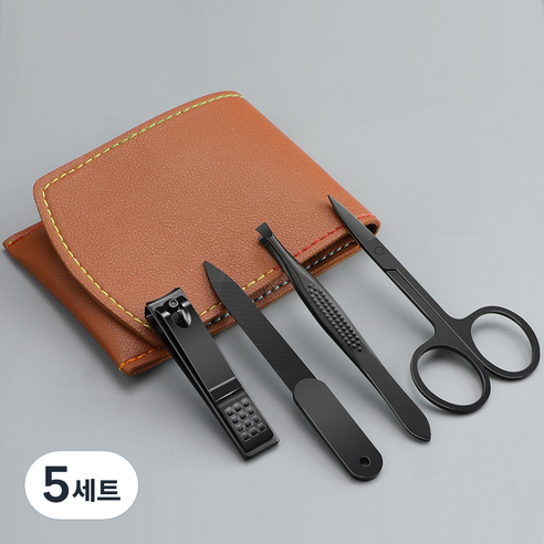 부캐본캐 여행용 손톱 발톱깎이 4종 세트, 5세트, 블랙