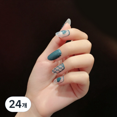 이엘피코리아 네일스티커 Q840 발레하트체크, 혼합 색상, 24개