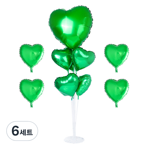 파티쇼 풍선꽂이장식세트 70cm, 하트그린, 6세트