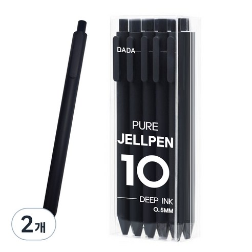 다다 퓨어 젤펜 0.5mm 10p, 블랙, 2개