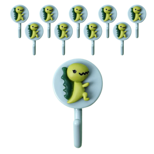 리빙홈디테일 러블리 접착 걸이, 10개, 녹색공룡
