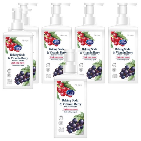 키친솝 베이킹소다&비타민 베리 고농축 친환경 주방 세제, 6개, 750ml