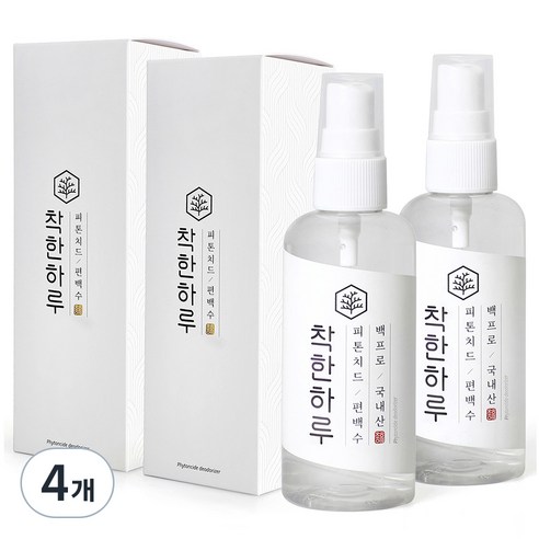 착한하루 피톤치드 편백수 탈취제 휴대용 스프레이, 4개, 100ml