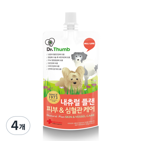 닥터썸 강아지 내츄럴 플랜 영양제, 피부/피모, 200g, 4개, 1회분