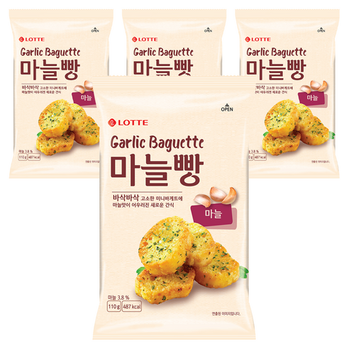 롯데웰푸드 마늘빵, 110g, 4개
