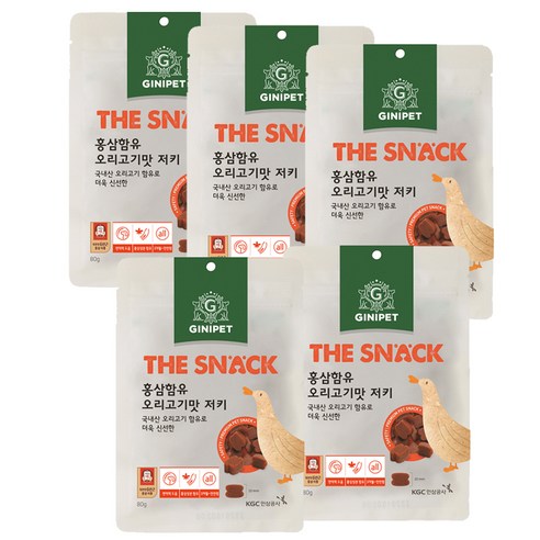 지니펫 정관장 홍삼함유 져키 80g, 오리고기, 5개