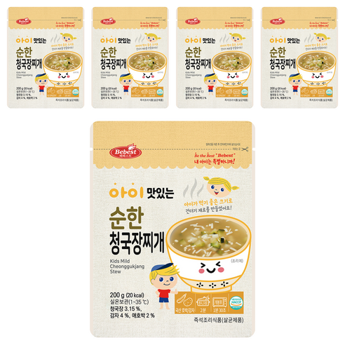 베베스트 유아용 아이 맛있는 순한 청국장찌개, 200g, 5개