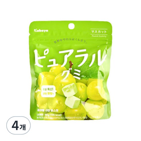 카바야 퓨아랄 구미 머스캣 젤리, 40g, 4개