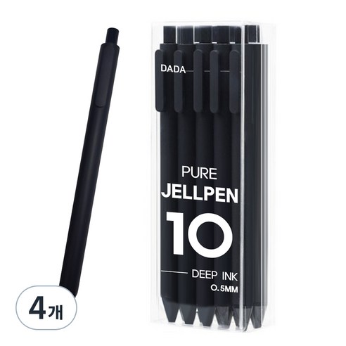다다 퓨어 젤펜 0.5mm 10p, 블랙, 4개
