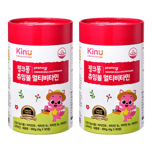 키누 핑크퐁 츄잉볼 멀티비타민, 90정, 2개