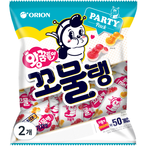 오리온 왕꿈틀이 꼬물탱 미니젤리 50p, 600g, 2개