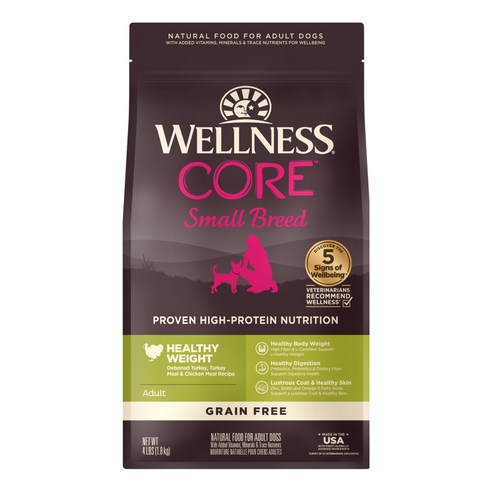 웰니스코어 강아지 스몰브리드 헬시 웨이트 건식사료, 닭+칠면조, 1.8kg, 1개