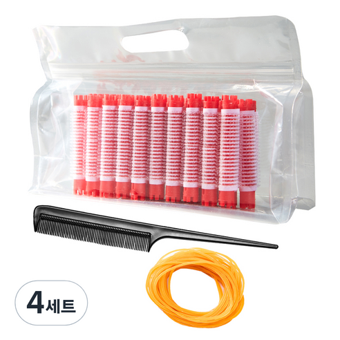 셀리본 헤어볼륨 롤스타 뿌리 볼륨펌 매직찍찍이 롯드 4호 세트, 4세트, 랜덤발송(롯드)