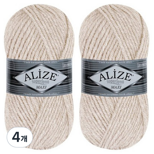 alize yarna 슈퍼라나 맥시 뜨개실, 베이지, 4개