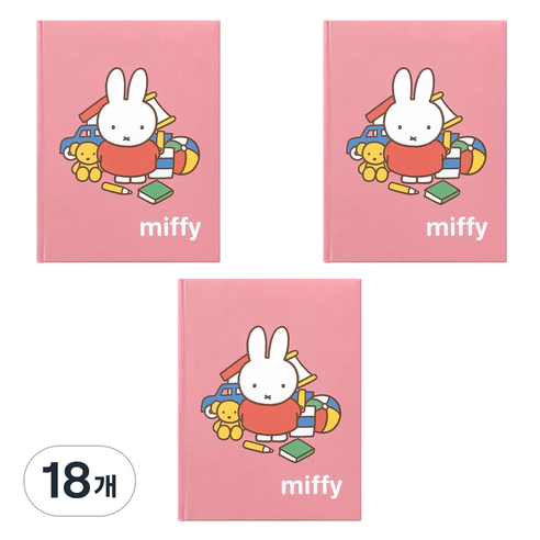 iiGEN 미피 미니 양장 노트 80매, 레드, 18개