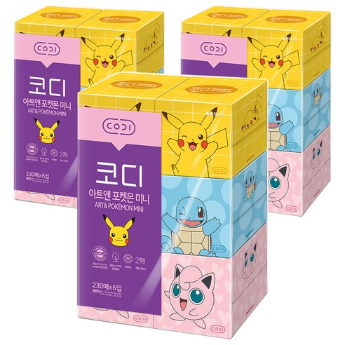 코디 아트앤 포켓몬 미니 2겹 랜덤발송, 6개입, 3개