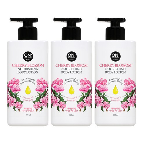 온더바디 너리싱 바디로션 체리블라썸향, 400ml, 3개