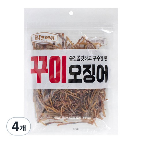 리프레쉬 꽃보다오징어 꾸이 오징어, 4개, 130g