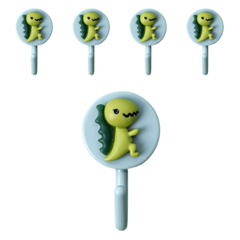 리빙홈디테일 러블리 접착 걸이, 5개, 녹색공룡