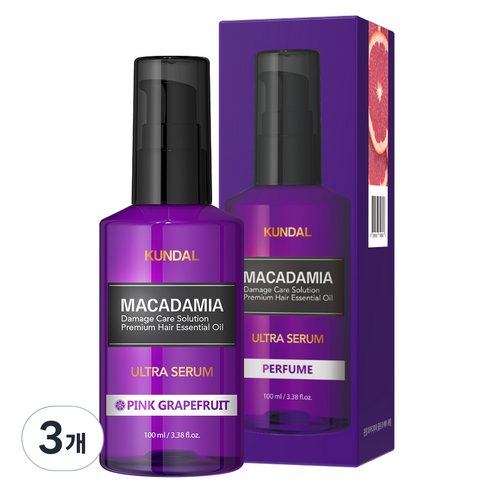 쿤달 울트라 헤어세럼 핑크자몽향, 100ml, 3개