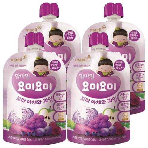요미요미 야채와 과일 주스 100ml, 보라, 4개