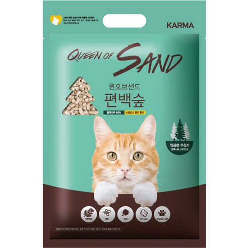 카르마 퀸오브샌드 편백나무 고양이 모래, 3개, 6L