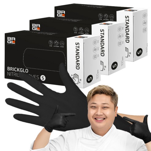 브릭글로 스탠다드 니트릴장갑 100p, 블랙, 소(S), 3개