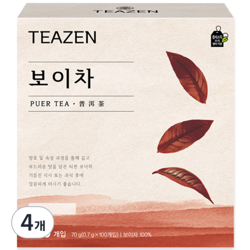 티젠 보이차 티백, 0.7g, 100개입, 2개