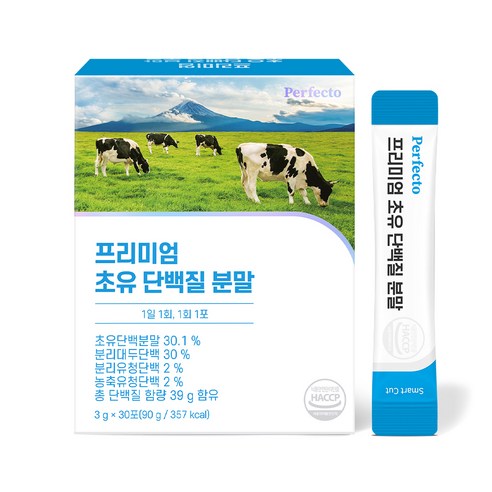 퍼펙토 프리미엄 초유 단백질 분말 스틱, 90g, 1개