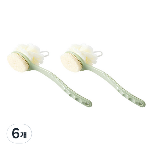 아리코 양면 바디 브러쉬 앤 샤워볼, 그린, 6개, 1개입