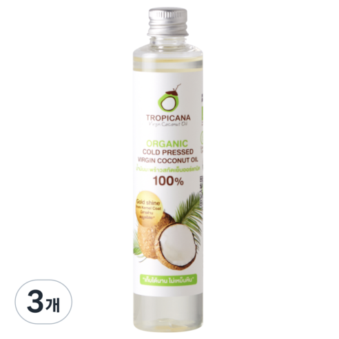 TROPICANA 유기농 압착 코코넛 페이스 바디오일, 100ml, 3개