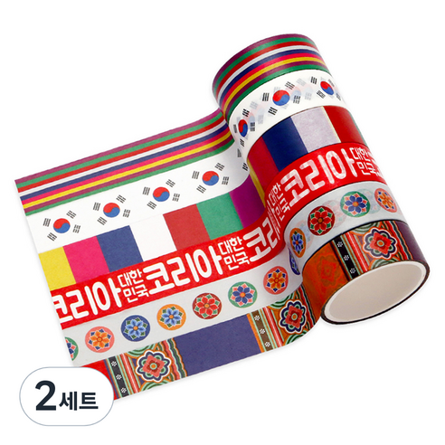 인디케이 6종 코리아 마스킹 테이프 15mm x 10m, 혼합색상, 2세트