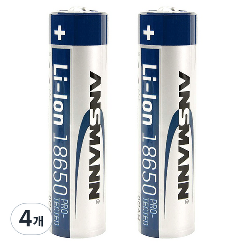 안스만 18650 리튬이온 배터리 충전지 3500mAh, 4개
