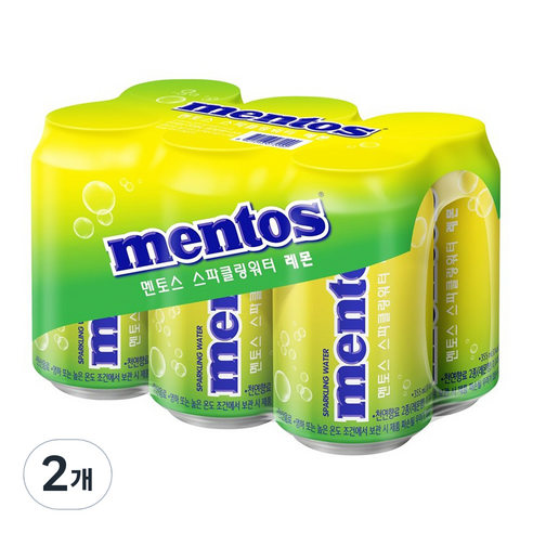 멘토스 스파클링워터 레몬 6p, 355ml, 2개