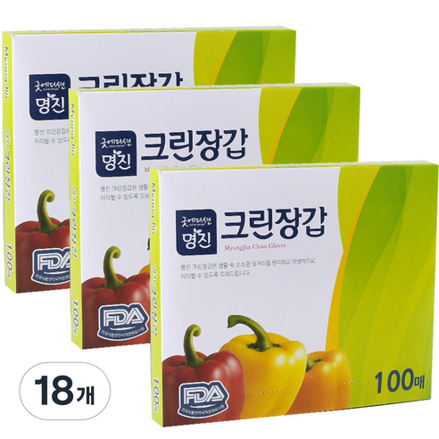 명진 크린장갑, 100개, 18개