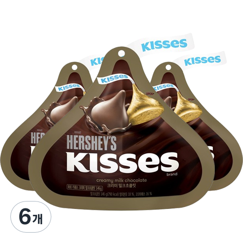 허쉬 키세스 아이코닉 밀크 초콜렛, 146g, 6개