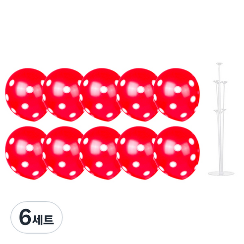 파티쇼 풍선꽂이장식세트 70cm, 도트레드, 6세트