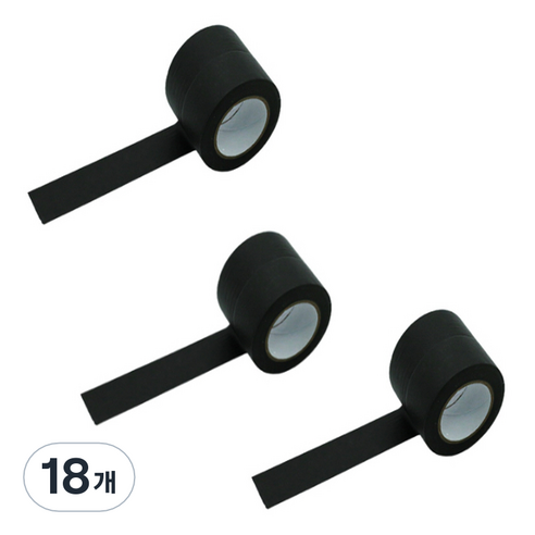 만들하비 컬러 종이 마스킹 테이프 1.5cm x 13m, 블랙, 18개
