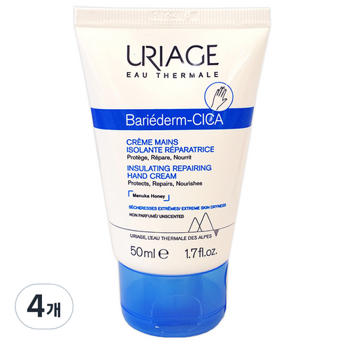 유리아쥬 배리어덤 손상케어 핸드크림, 50ml, 4개