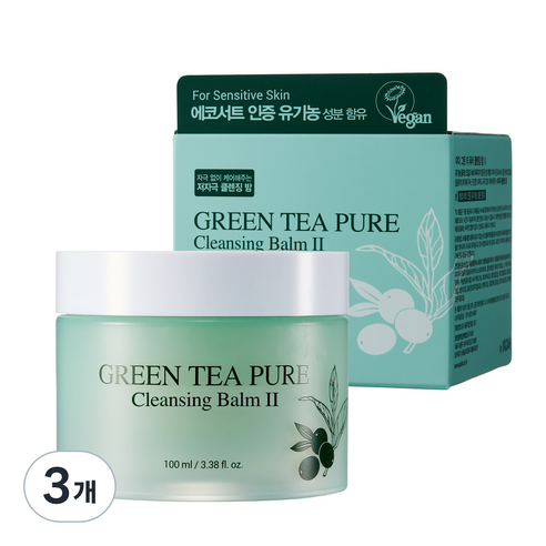 야다 그린티 퓨어 클렌징 밤 2, 100ml, 3개