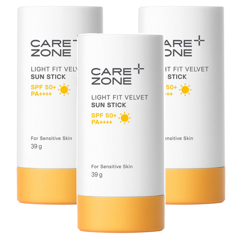 케어존 라이트핏 벨벳 선스틱 SPF50+ PA++++, 39g, 3개