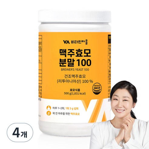 비타민마을 맥주효모분말 100, 500g, 4개