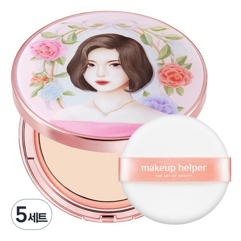 메이크업헬퍼 아트 팩트 오리지널 프로피니쉬 25g 러블리레이첼 + 전용 퍼프 세트, 22호 누드베이지, 5세트