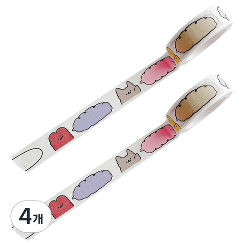 마켓A 화이트베이스 종이 마스킹 테이프 1.5cm x 5m, 4개, 말풍선