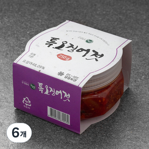 녹선 특오징어젓, 250g, 6개