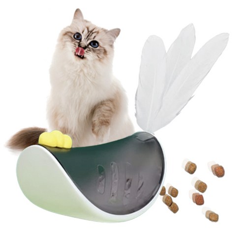 부투펫 고양이 반달 움직이는 노즈워크 오뚜기 먹이 퍼즐 장난감, 화이트, 1개