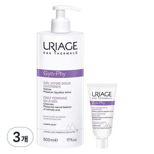 유리아쥬 진피 데일리 페미닌 마일드 젤 여성청결제 + 3ml, 500ml, 3개