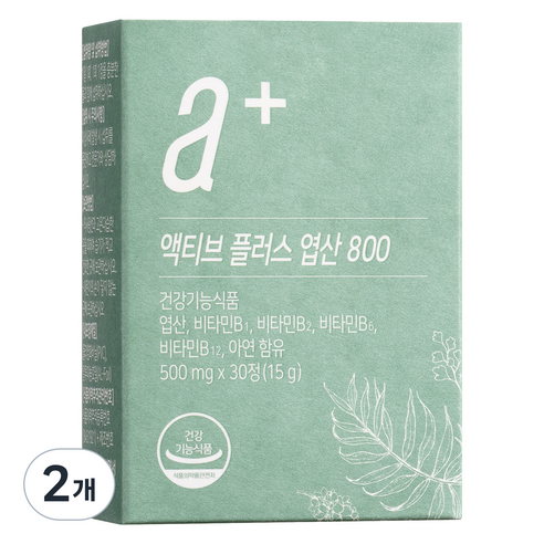 뉴트리모어 액티브 플러스 엽산 800 활성형 임산부 영양제 15g, 2개, 30정